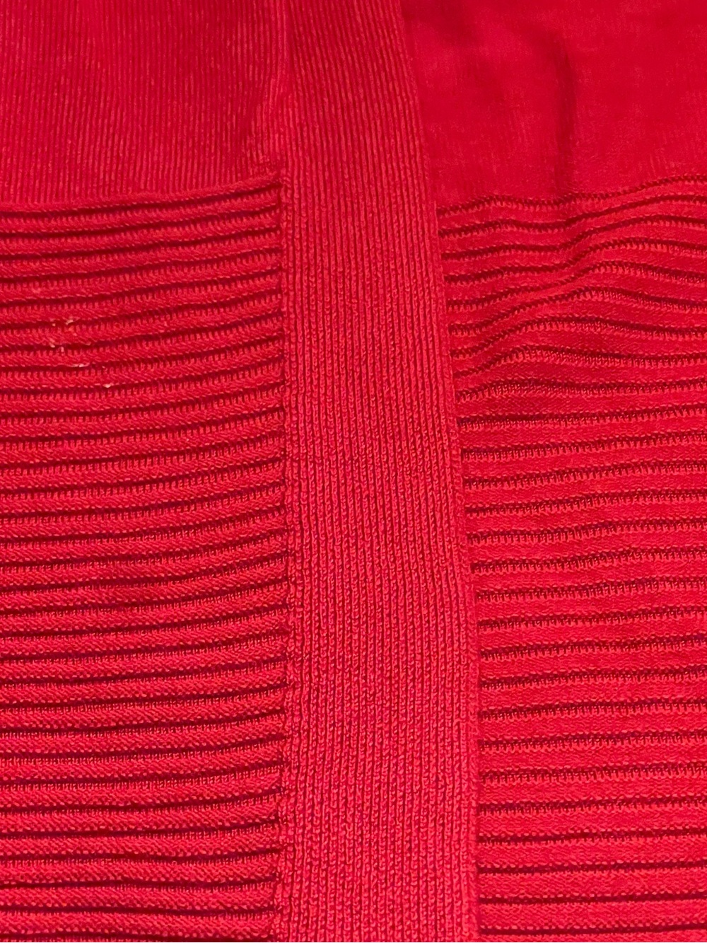 Open-Front Red Ribbed Hem Cardigan Sweater - Picture 3 of 8